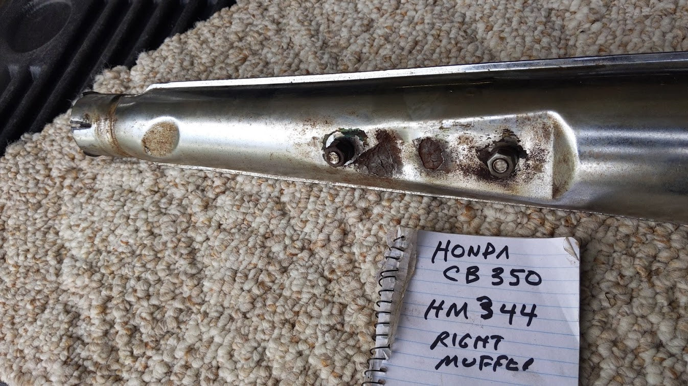 Honda CB350 Muffler Right Marked hm344 Damaged sku 5985