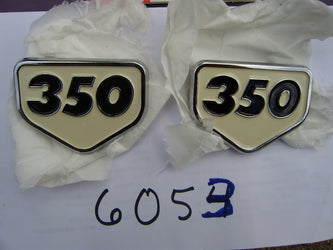 Honda CB350 Sidecover Badge Pair White sku 6053 B