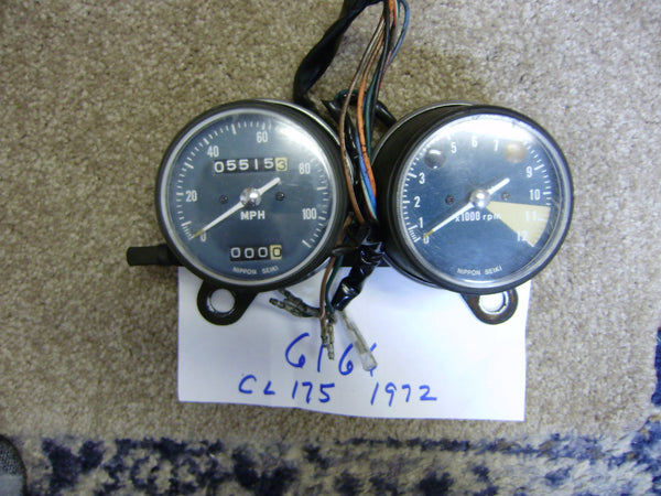 Sold Ebay 5/21/21 Honda CL175 1972 Speedometer Tachometer and mounting tested complete sku 6166