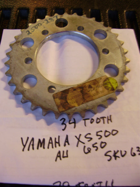 Yamaha NOS XS500 XS600 34T 520 chain 6 bolt rear sprocket sku 6315