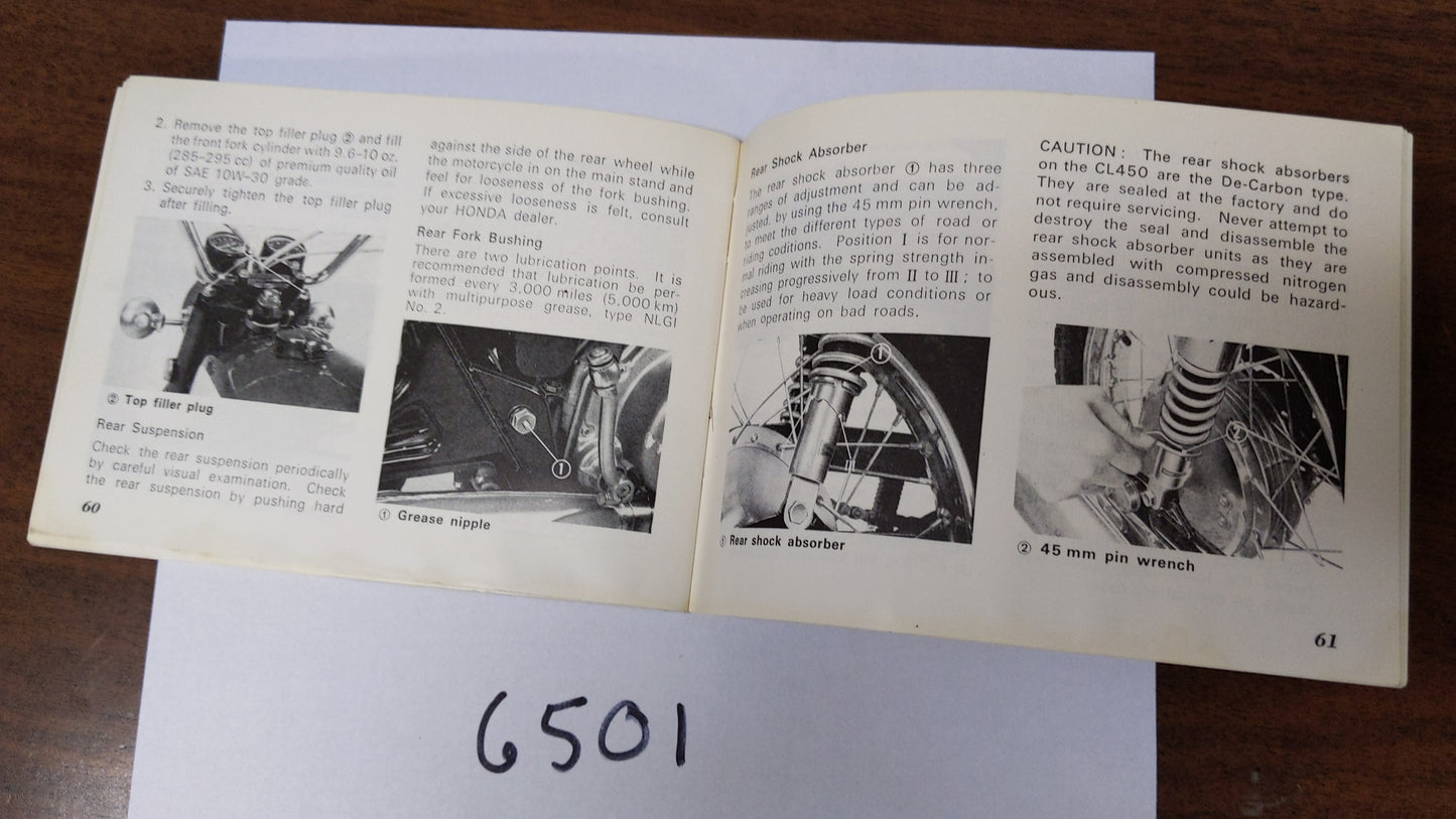 Honda CL450 K4 Owners Manual sku 6501A