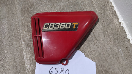 Honda CB360T OEM Red Left Sidecover with Badge my sku 6580A