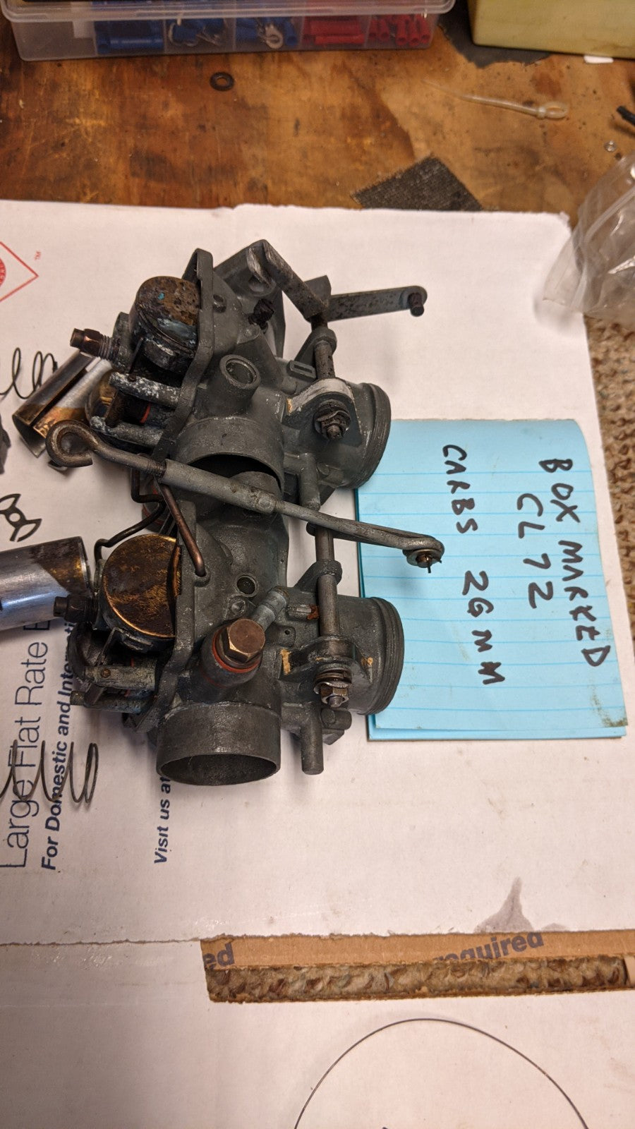 Sold Ebay 5/7/2021 Honda CB77 CL77 CB72 CL72 OEM 26mm Carburetor Pair, Missing Parts