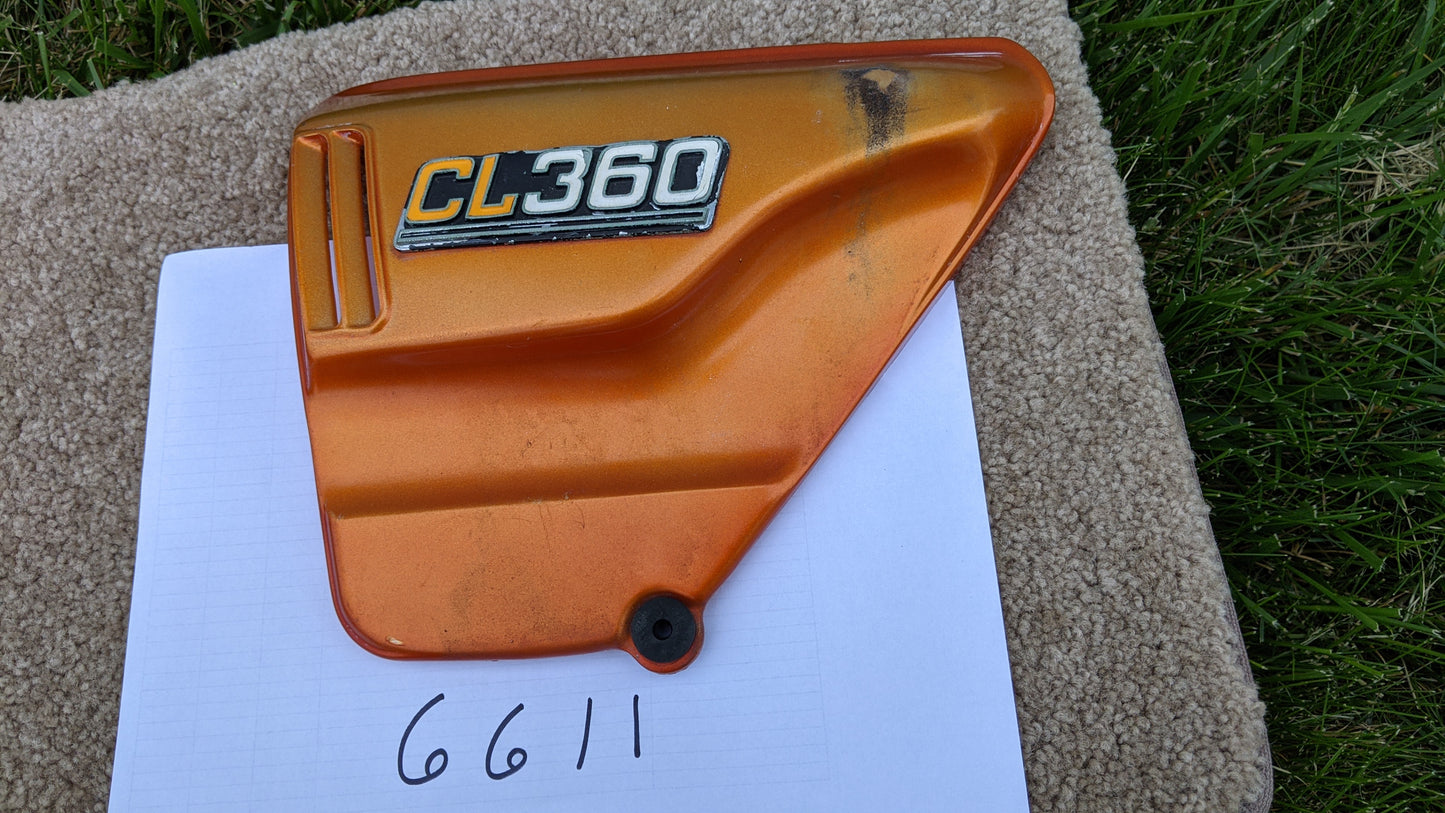 Honda CL360 left orange sidecover sku 6611