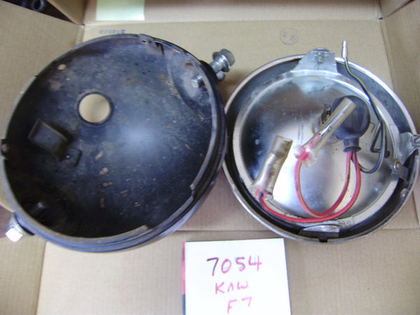Sold ebay Kawasaki F7 1971 OEM Headlight shell, ring, and glass  sku 7054