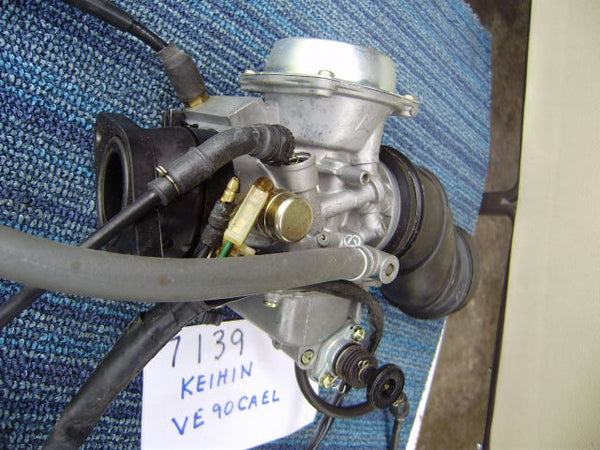 Honda branded ATV Keihin Carburetor New model VE90CAEL with air tube, throttle/cable , switch/cable  sku 7139