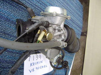 Honda branded ATV Keihin Carburetor New model VE90CAEL with air tube, throttle/cable , switch/cable  sku 7139