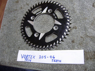 Vortex 205-46 46 T used 428 chain Black Aluminum Rear Sprocket Silver 2004 Honda CRF100F sku 7214
