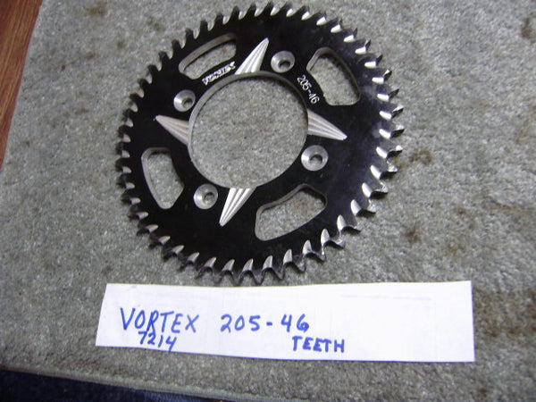 Vortex 205-46 46 T used 428 chain Black Aluminum Rear Sprocket Silver 2004 Honda CRF100F sku 7214