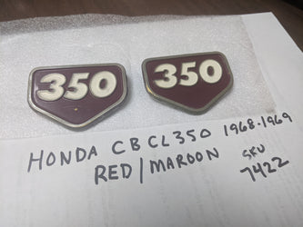 Honda CB350 CL350 sidecover badge pair sku 7422