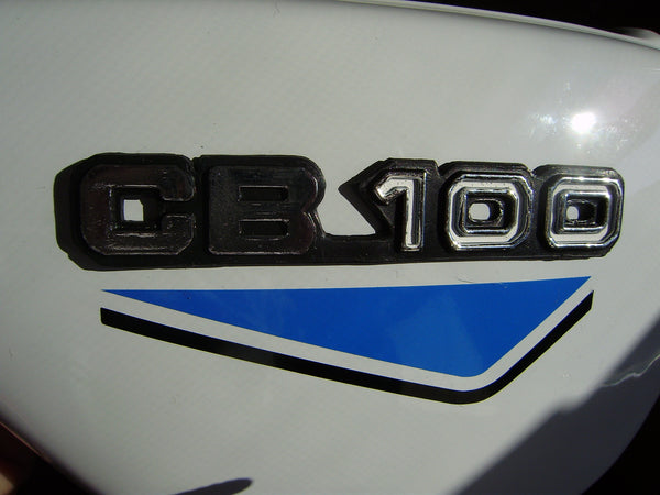 Honda CB100 or CB125  New White sidecover Left  blue decals sku 6157A