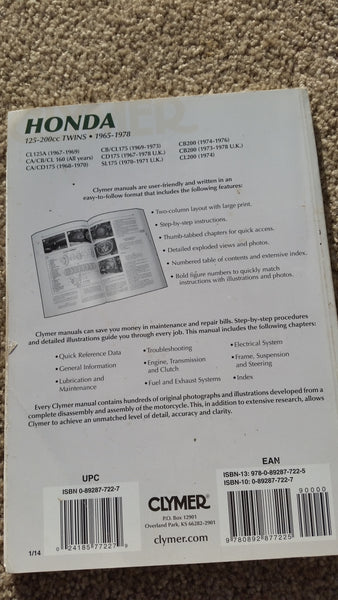 Honda 125-200 cc twins 1965-1978  Service Manual 5515