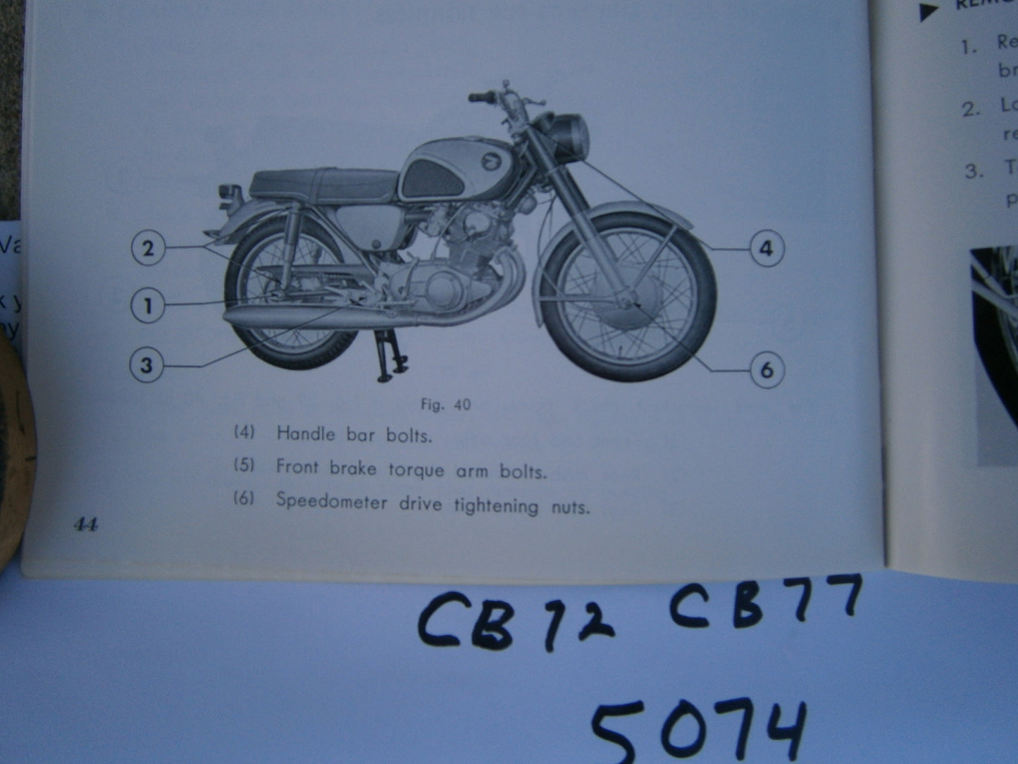 Honda CB72 CB77 NOS Owners Manual 5074