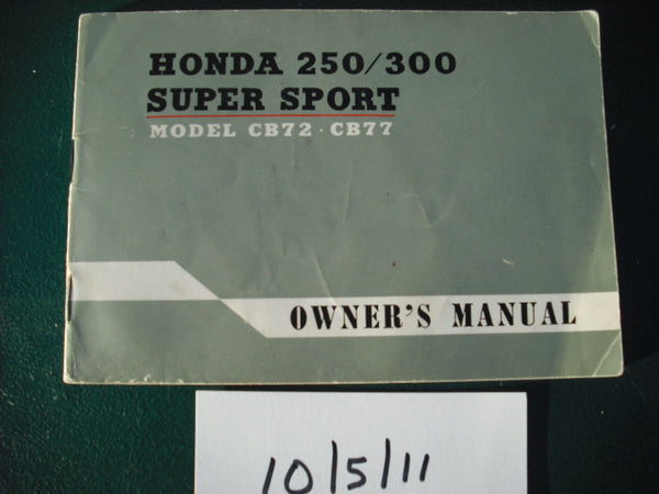 Honda CB72 Honda CB77 Owners Manual 1965