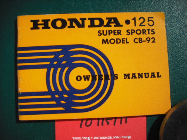 Honda CB92 Benly Sport 125cc Owners Manual sku 2013