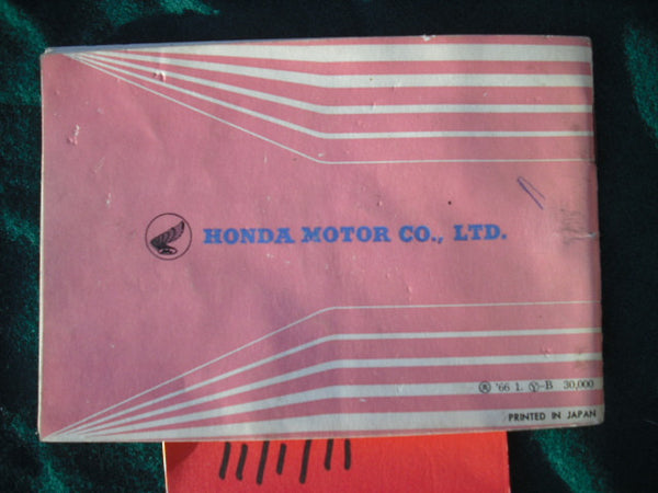 Honda Super 90 Honda S90 Owners Manual 1966