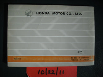 Honda SL100K2 Owners Manual NOS sku 6004