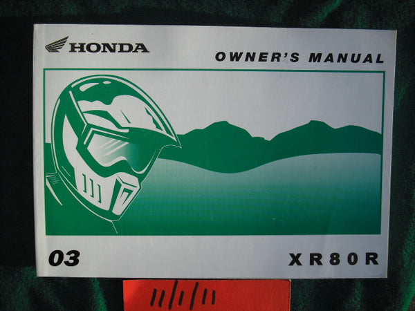 Honda XR80R 2003 Owners Manual