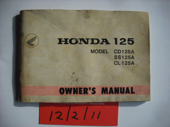 Honda  SS125A CL125A CD125A Owners Manual sku 2057