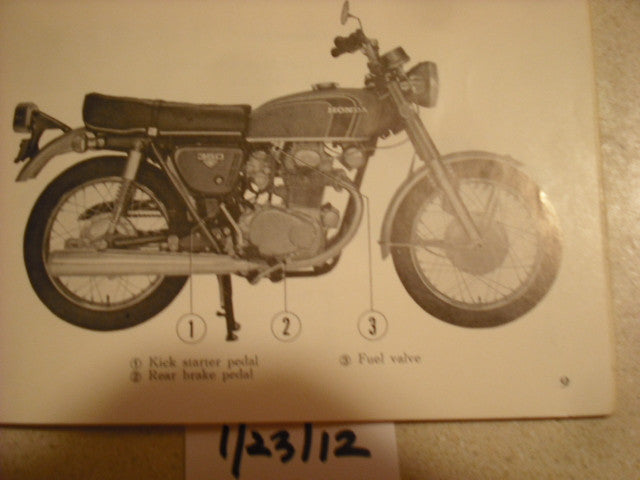 Sold by Invoice 11/17/16 Honda CB350K4 Owners Manual 3006