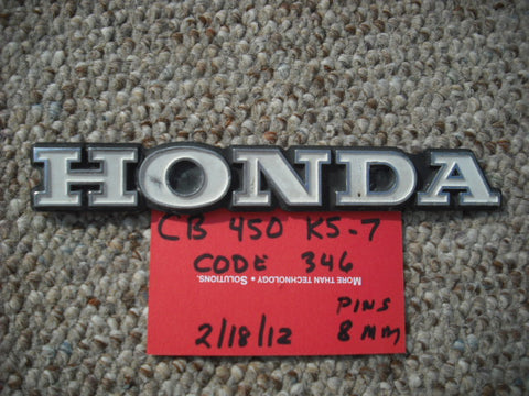 Cannot Find 11/19/2020 Honda CB450K5 K7 Gas Tank Badge Code 346 sku 3126