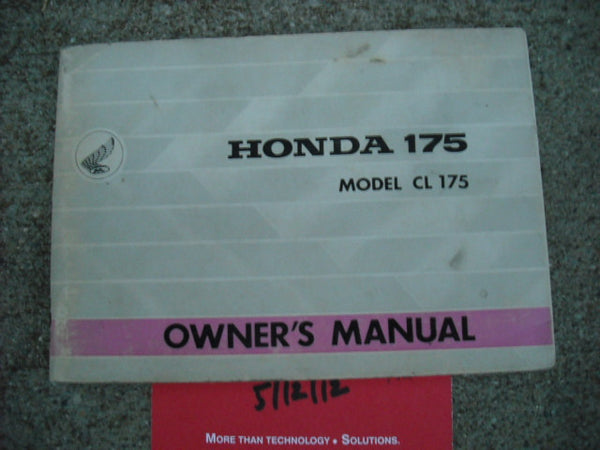 Honda CL175 1967 Owners Manual sku 3186