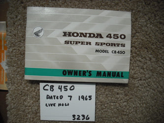 Honda CB450K0 Owners Manual Black Bomber 1965 NOS New sku 3236