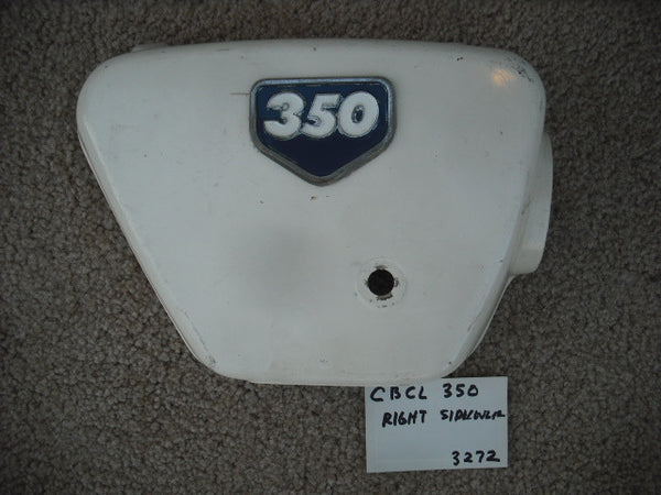 Sold Honda CL350K0K1 Right White Sidecover with emblem