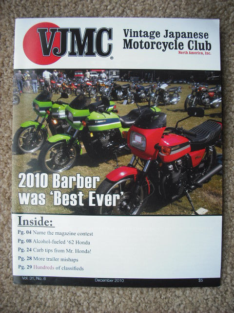 VJMC Magazine Cover: Kawasaki GPZ550 GPZ1100 December 2010 sku 3360 Free shipping to USA