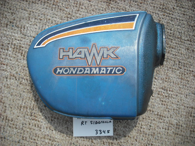Honda CB400A Hondamatic Right Candy Sapphire Blue Sidecover 83600-413-0000 sku 3345