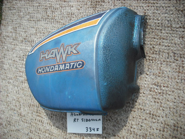 Honda CB400A Hondamatic Right Candy Sapphire Blue Sidecover 83600-413-0000 sku 3345
