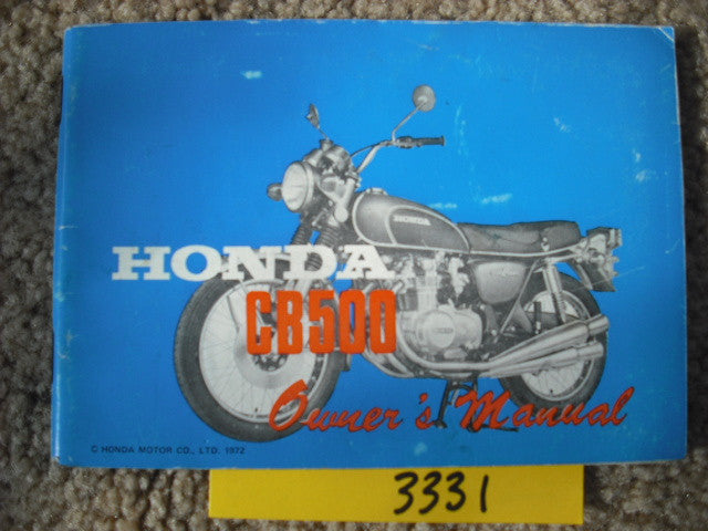 ホンダ CB500 FOUR サービスマニュアル Honda CB500 Four K1 1972 Owners manual 3331