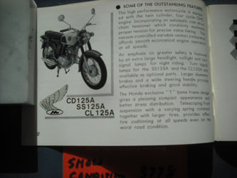 Honda  SS125A CL125A CD125A Owners Manual NOS sku 3778