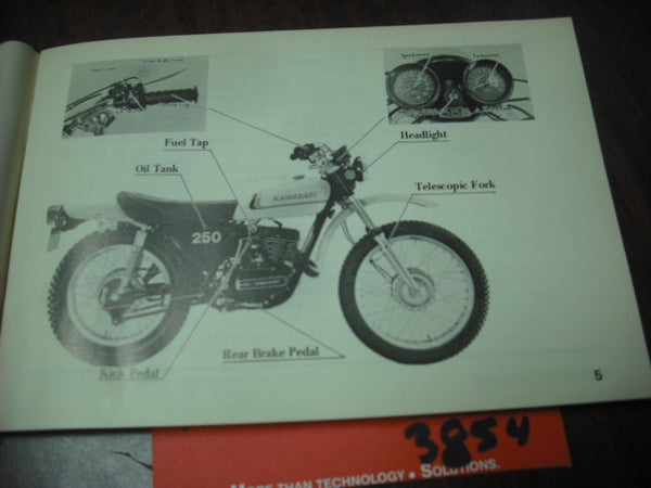 Kawasaki F11 250 Manual 1972  part 99997-538 sku 3854