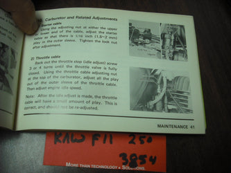 Kawasaki F11 250 Manual 1972  part 99997-538 sku 3854