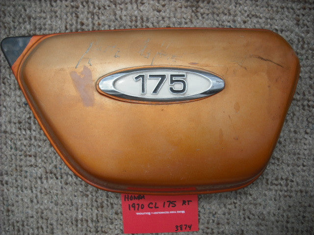 Honda CL175 1970 rt sidecover candy  topaz orange with badge