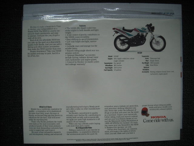 Honda  NS50 1990 Full Color Brochure