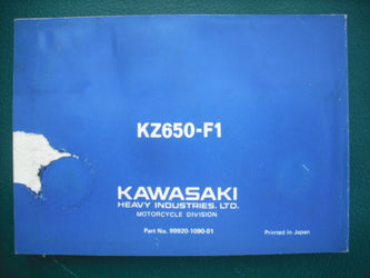 Kawasaki KZ650F1  Owners Manual 99920-1090-01 sku 3924