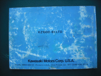 Kawasaki KZ1000 LTD B1 Owners manual 99964-0007-01  3925