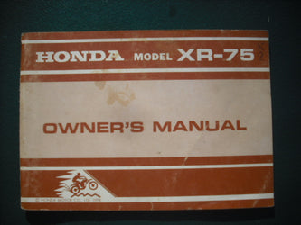Sold Honda XR75 1975 Owners Manual