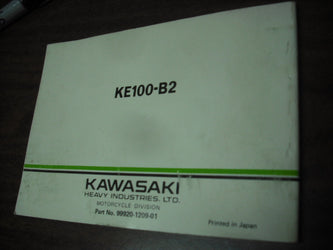 Kawasaki KE100--B2 1982 Owners Manual 9920-1209-01