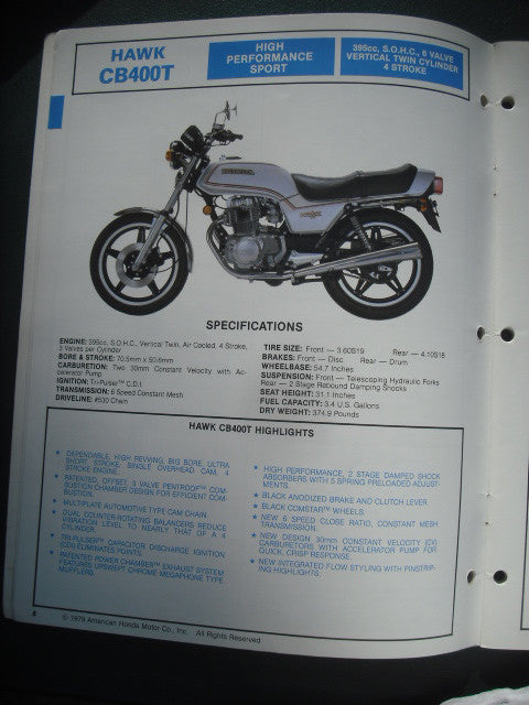 Honda Motorcycle Model Showcase 1980 Full Color 3948