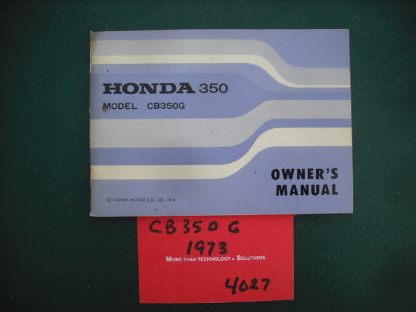 Honda CB350G NOS Owners Manual 4027
