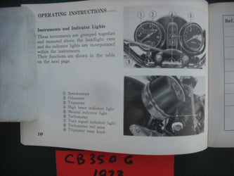 Honda CB350G NOS Owners Manual 4027