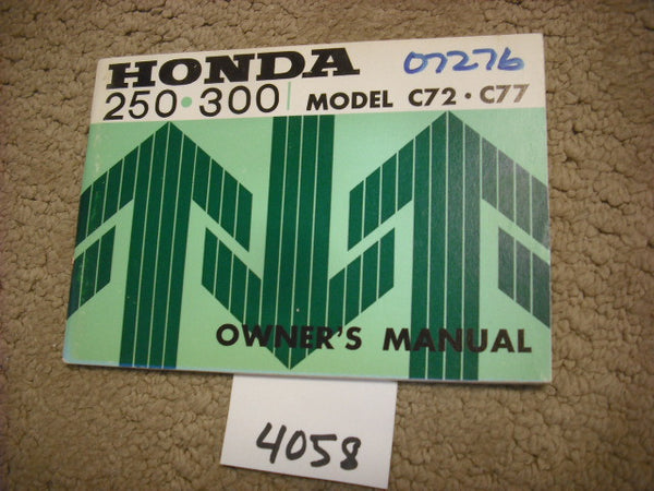 Honda CA  C72 C77 250 300 NOS Dream Manual 4058
