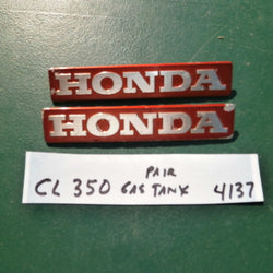 Honda CB350K0K2  CL350 red Gas Tank Badge Pair 4137