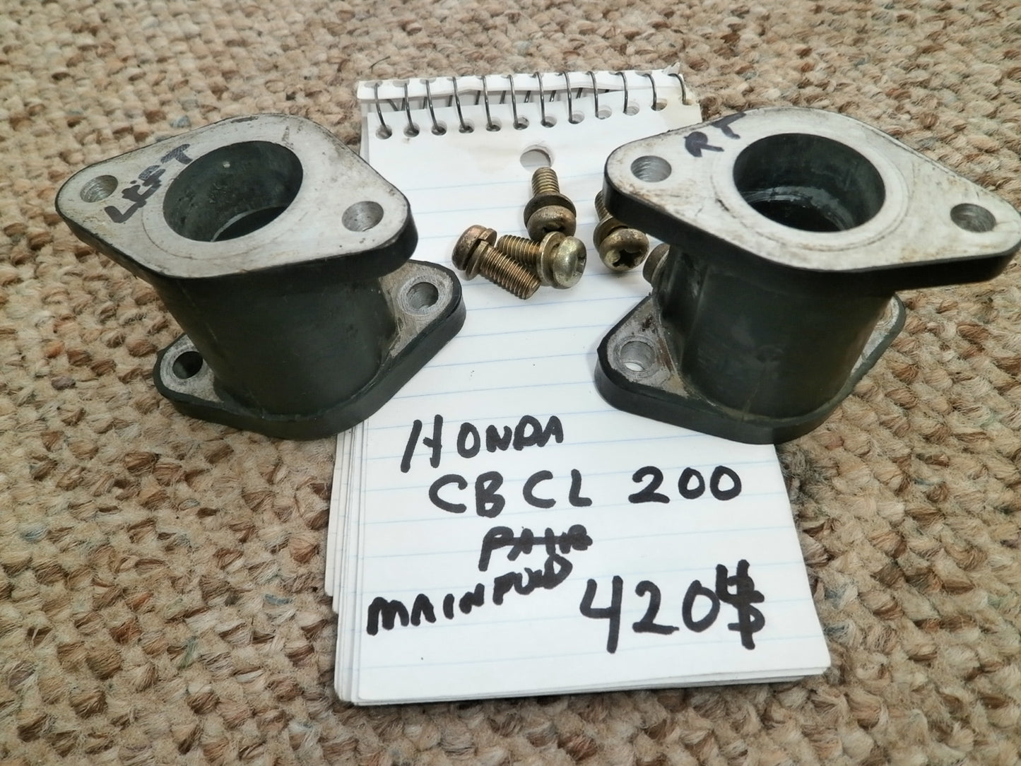 Sold Honda CB200 CL200 Carburetor Manifold Pair