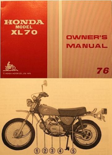Honda XL70 NOS New 1976 Manual 4247