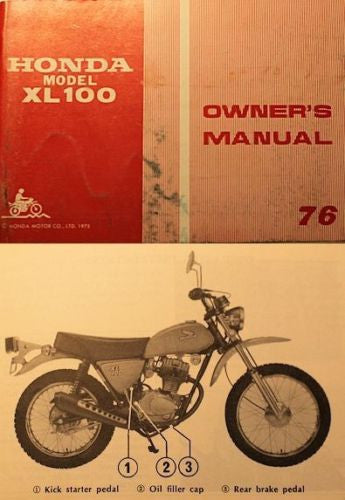 Honda XL100K2 NOS New 1976 Manual sku 4249