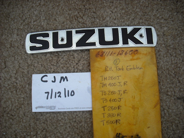 Suzuki TM TS T Series Gas Tank Badge 68111-18600 sku 1658